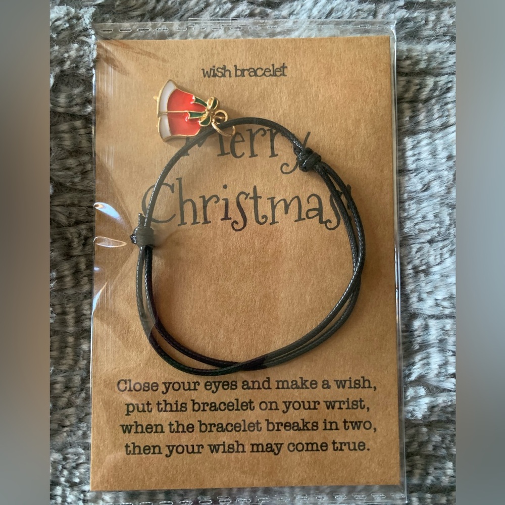 4/$10 Christmas Wax Rope Bells Charm Bracelet NWT